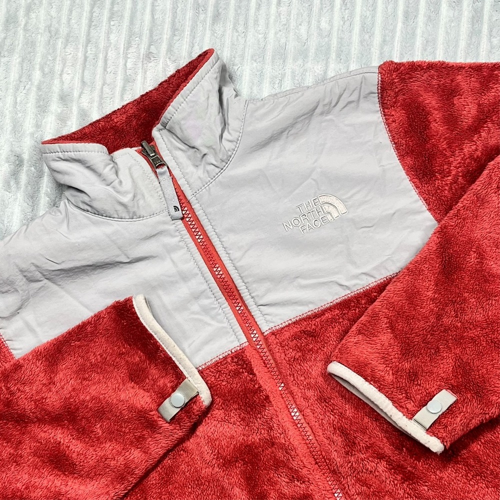 The‎ North Face Soft Fleece Red Gray Jacket Youth M Preppy Warm